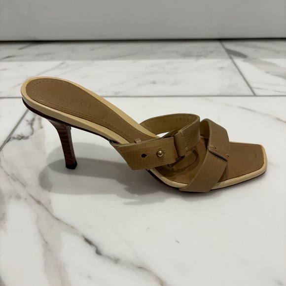 Gucci Sand, Pelle S Cuoio Gaudi Antic Heels/Sandals Size 5.5B - Picture 4 of 11